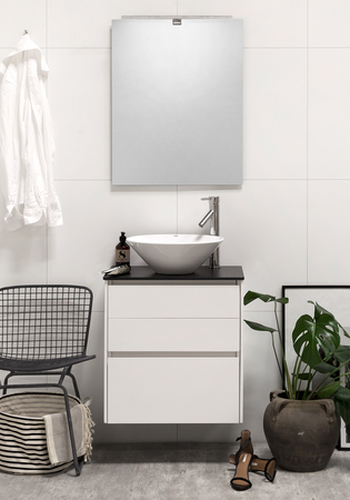 Lc Servantskap M. 15, 600 Sentrert H600, Hvit Matt, 3 Skuffer, Loop Por