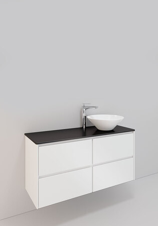 Lc Servantskap M. 93, 1200 Høyre H600, Hvit Matt, 4 Skuffer, Loop Porse