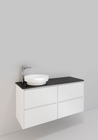 Lc Servantskap M. 96, 1200 Venstre H600, Hvit Matt, 4 Skuffer, Peak Por