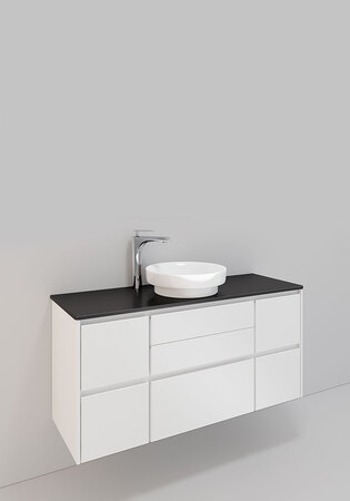 Lc Servantskap M. 140, 1200 Sentrert H600, Hvit Matt, 7 Skuffer, Peak P