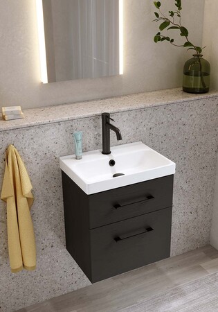 Servantskap Fix Trend Svart Tretekstur Med Servant 420