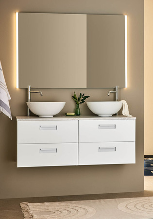 Servantskap Relounge Hvit 1200D Med Benkeplate Lys Marmor