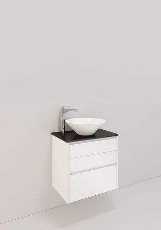 Lc Servantskap M. 15, 600 Sentrert H600, Hvit Matt, 3 Skuffer, Loop Por