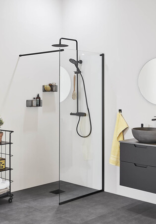Dusjvegg Frost Dv 70 Svart Klart Glass