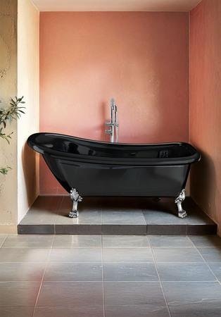 Badekar Old England 153 Svart Med Krom Føtter