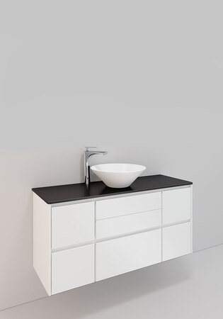 Lc Servantskap M. 139 , 1200 Sentrert H600, Hvit Matt, 7 Skuffer, Loop
