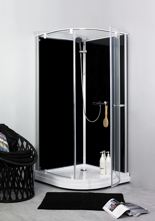 Ocean Dusjkabinett  90R Svarte Bakvegger