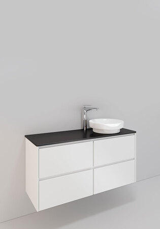 Lc Servantskap M. 94, 1200 Høyre H600, Hvit Matt, 4 Skuffer, Peak Porse