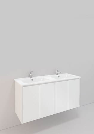 Servantskap Lc Modell 121, 1200 D, H600, Hvit Matt, 4 Dører, Lav Porselen.
