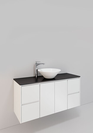 Lc Servantskap M. 151 , 1200 Sentrert H600, Hvit Matt, 2 Dører, 4 Skuff